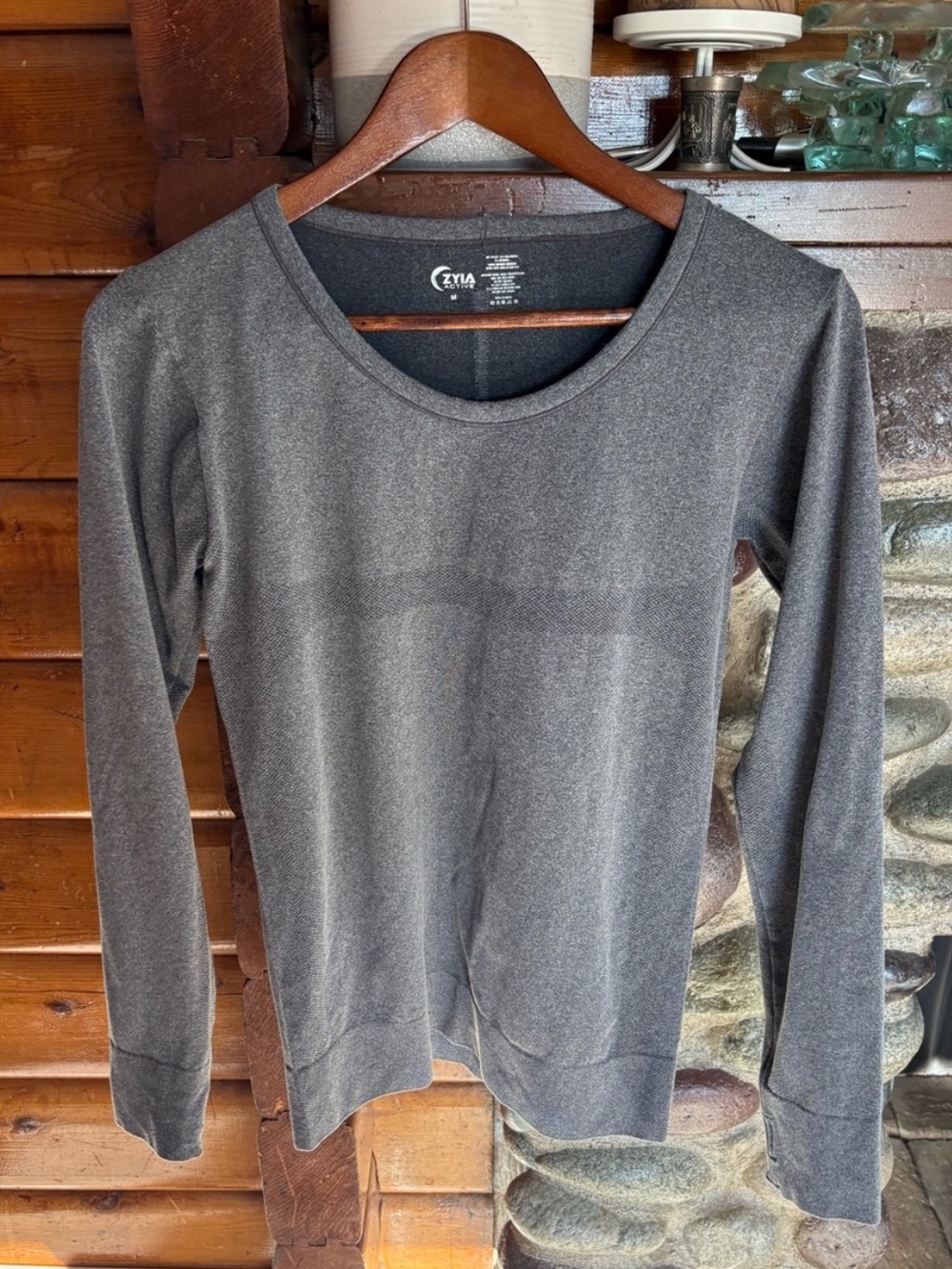 ZYIA Active Grey Seamless Long Sleeve Workout Top M